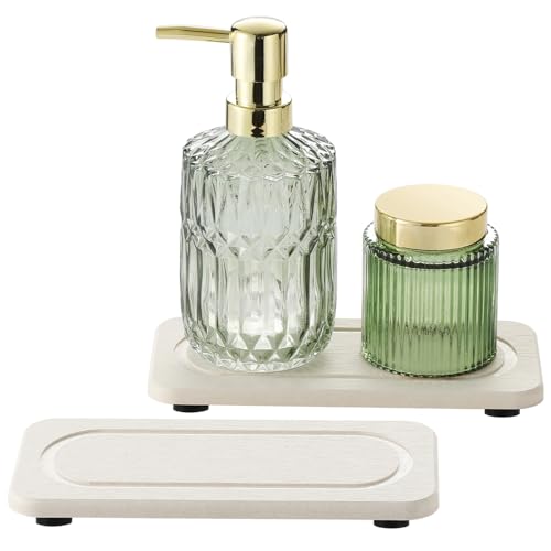 2Pack Diatomite Stone Sink Tray, Water Absorbing Faucet Mat for Kitchen & Bathroom Counter, Quick Dry Decorative Soap Dish Makeup Vanity Caddy,Dispenser Sponge Holder Organizer, Beige-8"x 3.8" - color: 2 Pack - Beige - 8"x 3.8"