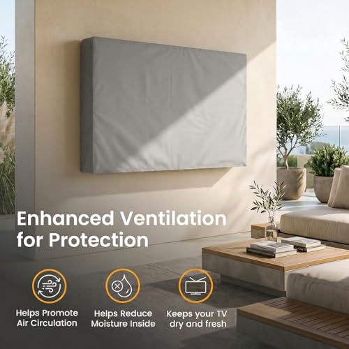 Outdoor TV Cover Universal Weatherproof Protector for 55-58 Inch TV - Fits Most Mounts & Brackets, Grey - size: 55'' - 58''