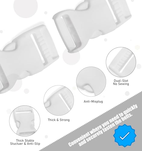 Buckles for Straps Set of 4 Pcs Plastic Buckle Clip Quick Side Release Plastic Fastener - color: White, size: 3/4'' (20mm)