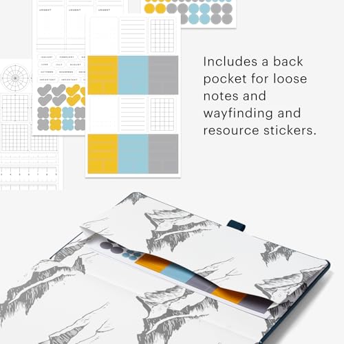 Stone Journal Explorer Notebook – A5 Waterproof Paper Field Journal, Vegan Leather Hardcover, 144 Pages Alternating Ruled & Dot Grid, Back Pocket, Weather-Resistant (Navy Blue) - color: Navy Blue