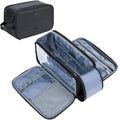 ZEEMO Travel Toiletry Bag for Men, Full Open Dopp Kit with Dual Compartment | Double-sided storage and water-resistant fabric for Shower and Hygiene Accessories,Bathroom Essentials,Cosmetics,Black,Large