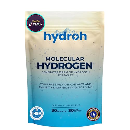Hydrogen Water Tablets, Molecular Hydrogen Tablets for Drinking Water, Quick-Dissolving Unflavored H2 Tabs, Up to 12 PPM Hydrogen, No Equipment Needed (30-Day Supply)