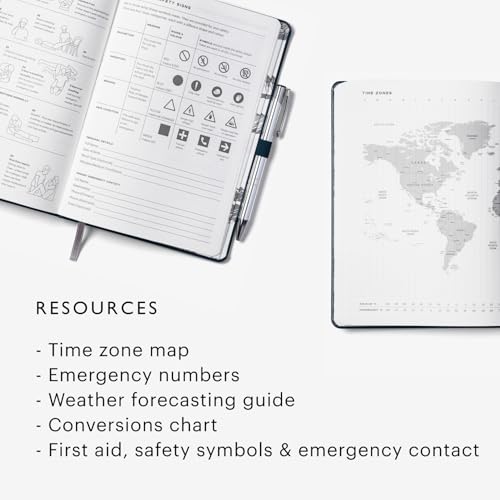 Stone Journal Explorer Notebook – A5 Waterproof Paper Field Journal, Vegan Leather Hardcover, 144 Pages Alternating Ruled & Dot Grid, Back Pocket, Weather-Resistant (Navy Blue) - color: Navy Blue