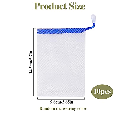 Mozeat Lens 10 PCS Soap Bags Handmade Soap Bubble Mesh Bags Exfoliating Soap Saver Pouch Net Bags with Drawstring Body Facial Cleaning Tool for Bath & Shower (Assorted Colors) - color: 10pcs 5.7 x 3.9 inches