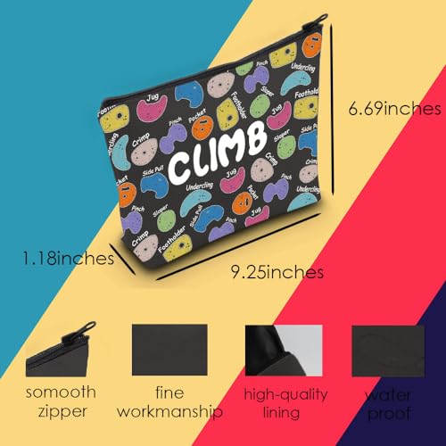 MNIGIU Rock Climber Gift for Women Rock Climbing Cosmetic Bag Climb Gift Rock Climbing Bouldering Lover Gift (Climb Black Bag) - color: climb makeupbga