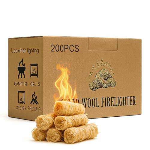 200 PCS Natural Wax & Sawdust Fire Starters | All-Weather Charcoal Starters for Campfires, Grill, Fire Pit, Indoor Fireplaces, BBQ, Wood Stove, Smoker - size: 200 PSC Fire Starter