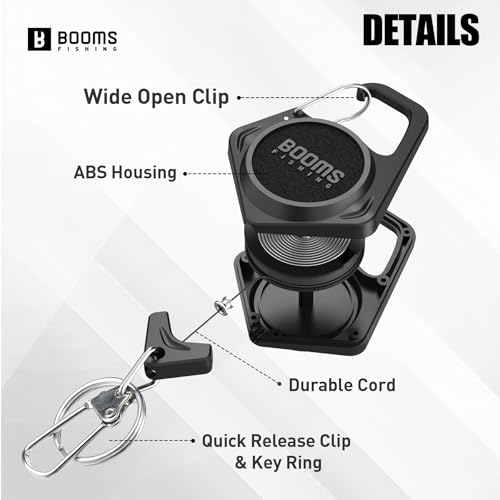 Booms Fishing Scissors for Braided Line: Braided Line Cutter with Zinger Retractor for Saltwater and Freshwater - Micro Serrated Shears Multi-Function Fishing Snips, S01 3.9" Black - color: Black_1