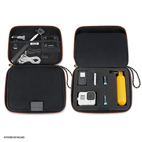 USA Gear Water Resistant EVA Foam Hard Case Compatible with Go Pro Hero13 / Hero12 Charger, Insta360 ONE RS Twin, Insta360 X4-8K & more - Lightweight, Customizable Interior, Mesh Pocket (Case Only)