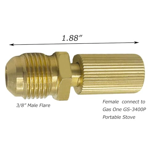 MENSI 3/8" Butane Propane Male Flare Converter Adapter Compatible with Gas One GS-3400P Portable Stove and Other Similar Model,Convert to Hook 20lbs Regulator Hose - size: 3/8"Male Flare Adapter