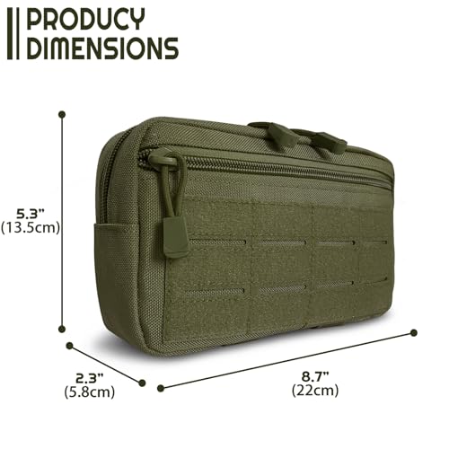 Tactical Molle Admin Pouch | Utility EDC Tool Pouch Bag | Backpack Strap Pouch | Battle Belt Accessories Pouch for Chest Vest Waist Gear - color: Army Green