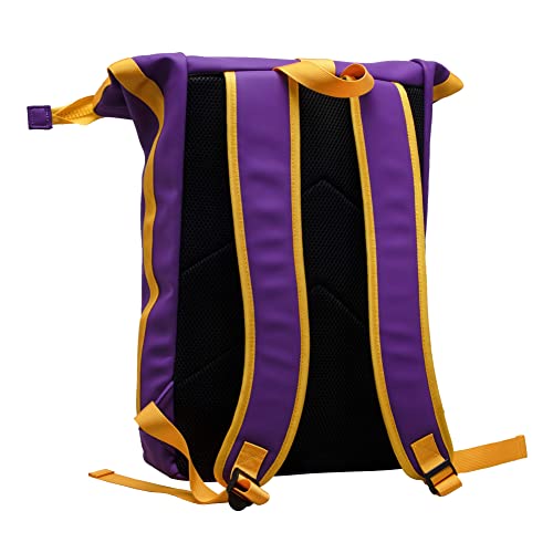 X RAY Roll Top Laptop Backpack for Men Women, PU Leather Expandable Roll Up Backpack Capacity Adjustable 22L & Fits 15.6" Laptop, Purple/Yellow - color: Purple/Yellow