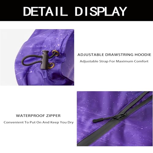 Unisex Hooded Rain Poncho, Waterproof Raincoat Jacket with pocket for Adult, Rain Coat for Outdoor Activities - color: Purple Cloud
