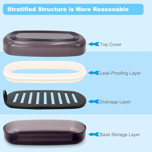 HAYSNA Solid Shampoo Bar Holder, Large Bar Soap Holder, Travel Soap Container, Soap Box with Draining Layer, Soap Case for Bathroom, Traveling, Gym, Camping (Black Style-1-Large) - color: Black Style-1-large