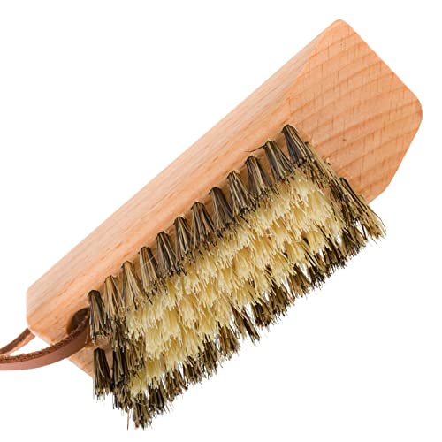 Redecker Natural Tampico Fiber Hiking Shoe Brush, Multi-Purpose Boot Scraper, Oiled Beechwood Handle, 4-Inch Travel Size, Made in Germany