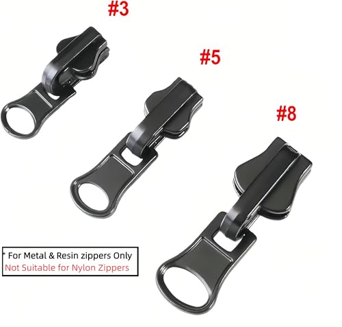 Universal Zipper Repair Kit - 3-Size Double-Sided Zipper Slider Zip Fixer Replacement for Quick Fix on Jackets, Luggage & Backpacks No-Sew Installation DIY Home & Outdoor Use