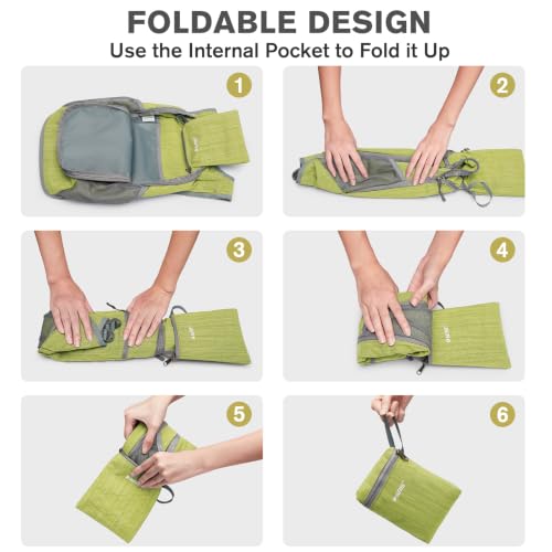 G4Free 10L/15L Hiking Backpack Lightweight Packable Hiking Daypack Small Travel Outdoor Foldable Shoulder Bag - color: Light Green, size: 10L