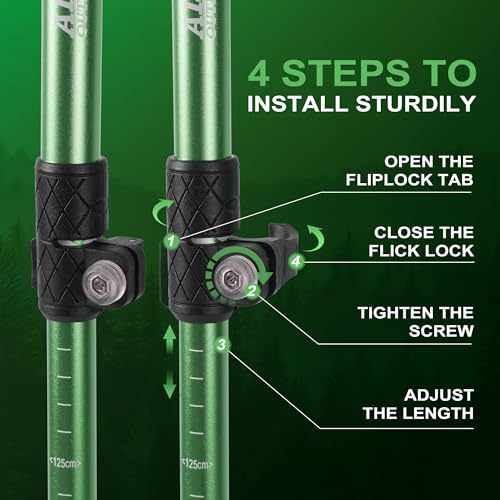 AISUNOURDOOR Lightweight Adjustable Trekking Poles, Aluminum Collapsible Travel Hiking or Walking Sticks for Women Children, with One Disposable Raincoat - color: Lavender