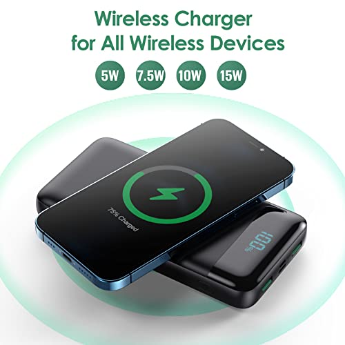 Wireless Portable Charger 30800mAh,15W Wireless Charging 25W PD QC4.0 Fast Charging USB-C Power Bank, 4 Output Travel Essential External Battery Pack Compatible with iPhone 17/16/15/14,Galaxy,Android - color: A-Matte Black