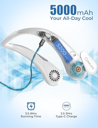 Portable Bladeless Neck Fan, 2026 World Soccer Sport Cup Gifts, Wearable Cooling Fan Rechargeable for Outdoor Sports & Travel, Camping Essentials for Men Dad Father, Souvenir for Global Soccer Events - color: Soccer