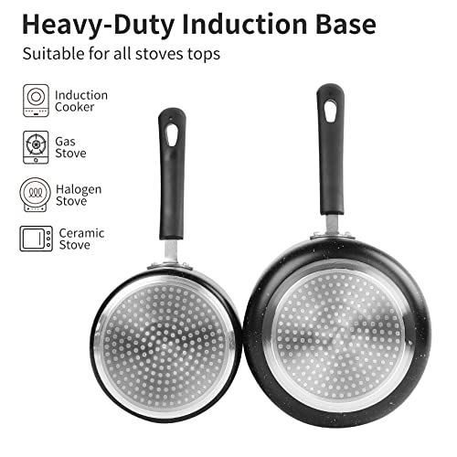 Nonstick Saucepan Set - 1.5 Quart and 2.5Quart,Ultra Non Stick Sauce Pan Small Pot with Glass Lid,Great for Home Kitchen Restaurant,Black - size: 1.5+2.5 sets