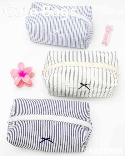 PAZIMIIK Cozy Makeup Bag for Women,Zipper Cosmetic Pouch,Stripe Black - color: Stripe Black