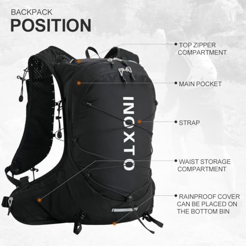 IX INOXTO Hiking Hydration Backpack with 2L/3L Water Bladder for Women and Men18L/25L Water Backpack for Hiking, Cycling, Climbing, Camping - style: Black-White-2L Water Bladder