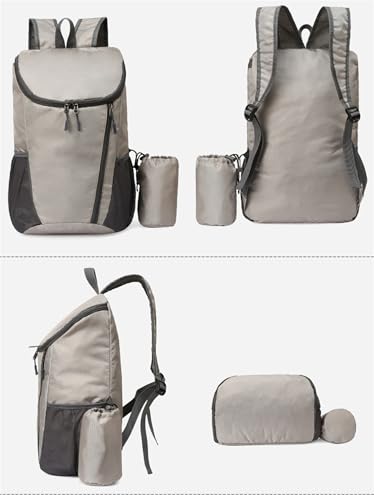 Portable Foldable Backpack Folding Mountaineering Bag, Ultralight Outdoor Cycling Rucksack, Travel Hiking Knapsack (Grey) - color: Grey