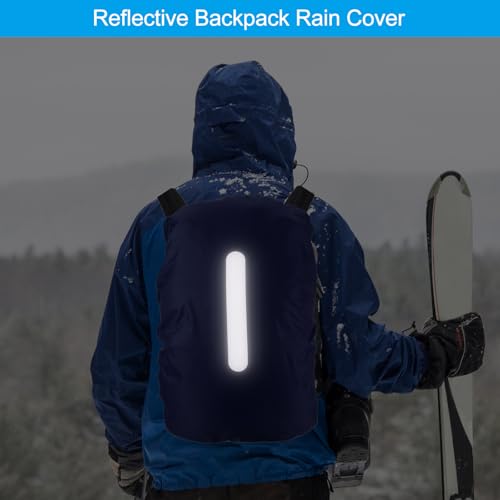 PATIKIL Waterproof Backpack Rain Cover, Non-Slip Backpack Cover with Vertical Reflective Strap Stay Dry for Hiking, Camping, Hunting - color: Dark Blue, size: X-Large