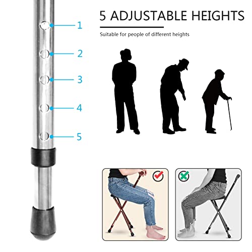 Yayayo Hold 440 lbs Folding Canes with Seat Walking Stick Height Adjustment Cane Seat Capacity Frosted Handle with Magnetic Therapy Stone Crutches Stool - color: Blue