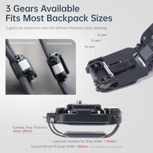 FALCAM F38 Backpack Camera Clip V2 with Plate | Arca-Swiss Quick Release, 30kg/66lb Heavy Load, Dyneema Safety Strap, Belt & Strap Mount for DSLR Action Mirrorless – Black - size: Clip with Plate