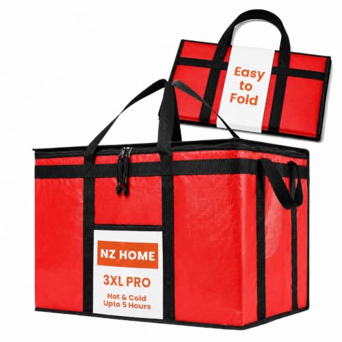 NZ home PRO Large Insulated Food Delivery Bag (3XL, Red, 1 Pack) - color: Red, size: 3XL (PRO)
