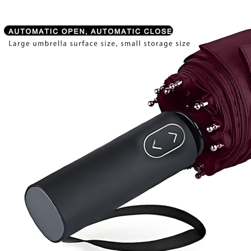 MRTLLOA Compact Golf Umbrella, 10 Ribs Vented Windproof Travel | 49/54/62 Inch Large Oversize, Double Canopy, Quick-Dry Fabric, Lightweight, Umbrellas for Rain - color: Burgundy, size: 62 Inch