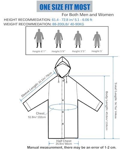 HLKZONE Raincoat, 2 Pack Rain Ponchos for Adults Travel Rain Jacket Packable Rain Coats for Women with Drawstring Hood - color: E-grey