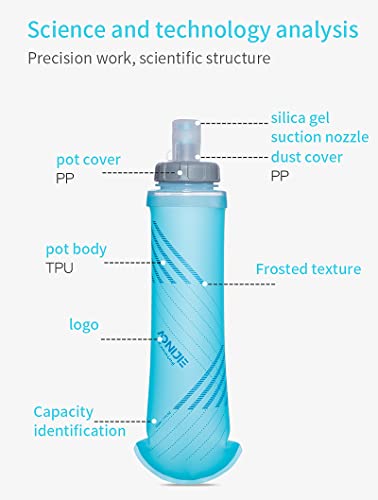 AONIJIE TPU Soft Flask Water Bottle Collapsible Running Flask for Hydration Pack, BPA Free, Wide Opening, for Outdoor Sports Hydration - color: B#Pull Switch#1 Pcs