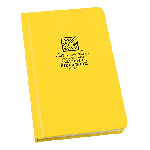 Rite in the Rain Weatherproof Hard Cover Notebook, 4.75" x 7.5", Yellow Cover, Universal Pattern (No. 370F) - color: Yellow, style: Universal