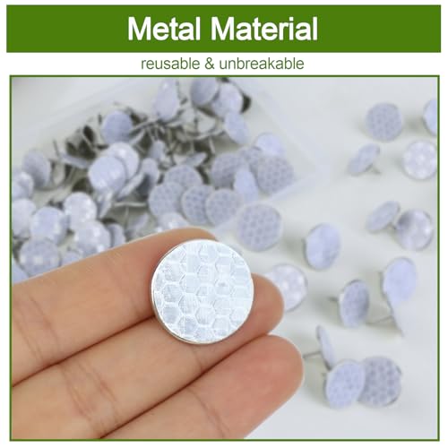 Large Reflective Trail Markers, 100 Pcs High Visibility Reflective Tacks, Silver Glow Bright Eyes Trail Marking for Hunting Hiking Camping Tree Stand