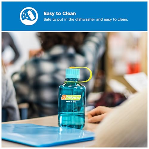 Nalgene 16 oz Narrow Mouth Water Bottle, Thrill & Motion, Flame w/Blue Atoll - color: Flame w/Blue Atoll, size: 16 Ounces