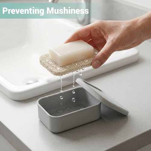 Leakproof Silicone Bar Soap Travel Container Case with Soap Saver Pad | Portable Soap Holder Dish for Shower Bathroom Sink Traveling, Shampoo and Conditioner Bar Holder Travel Essentials, Grey - color: Grey