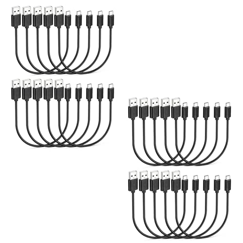 Short 6 inch USB C Cable 20-Pack Bulk, USB A to Type C Charging Cord, Black | USBC Fast Charging and Data Transfer Cables, Multipack, 0.5 Foot - color: Black, size: 0.5 Feet