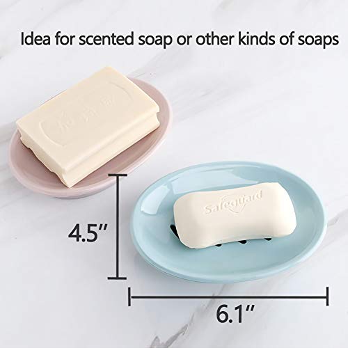 WYOK 2-Pack Soap Dish Plastic Soap Holder with Drainage for Shower (Pink) | Bar Soap Tray, Soap Case with Drain, Keep Soap Dry, Self Draining, Non-Slip, Easy Cleaning, For Bathroom Kitchen Sink - color: Pink