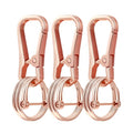 Metal Key Chain Carabiner Clip with Key Ring and D Ring | Heavy duty build, full accessory packs, quick release, multi purpose hook, belt loop holder, separate home and car fob sets - color: 3 Pcs Rose Gold