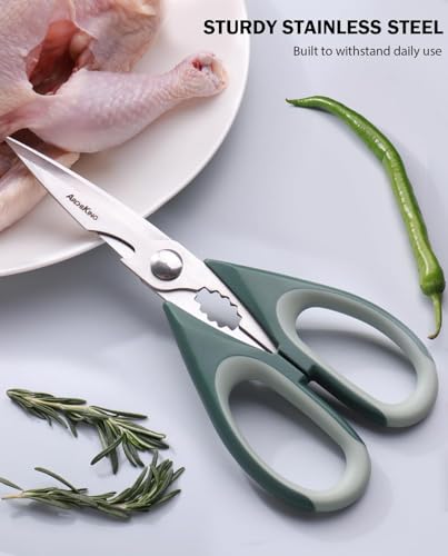 Kitchen Shears Scissors Food Scissors, 3-in-1 Multifunction Japanese Stainless Steel Meat Shears, Dishwasher Safe Sharp Shear All Purpose with Comfort Grip, Ideal for Everyday Use-Black