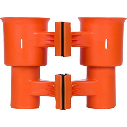 ROBOCUP, (Orange), Patented Clamp On Boat Cup Holder |Multifunction Dual Drink Caddy for Fishing Poles, Tools, Net, Gaff |Portable Storage for Boating, Beach, Umbrellas, Golf Carts, Strollers - color: Orange, size: Standard Spring