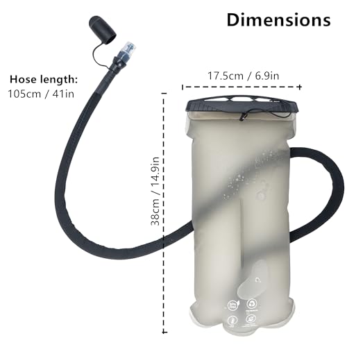 GLANC Hydration Bladder - 2L Water Bladder with Cleaning Kit for Outdoor Hiking Backpack, BPA Free Leakproof Water Reservoir for Hydration Pack, Insulated Hose & High Flow Bite Valve - color: Light gray (Cleaning Kit)