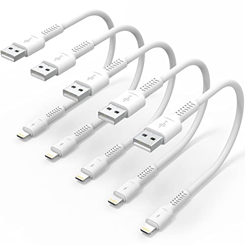 6 inch iPhone Charge Cable Short, 0.5ft 5Pack USB to Lightning Cord for Fast Charging Stations Compatible with Apple iPhone 12 11 Pro Max Xs 8 7 6 5 Plus, iPad Air/Mini - color: White, size: 0.5 feet