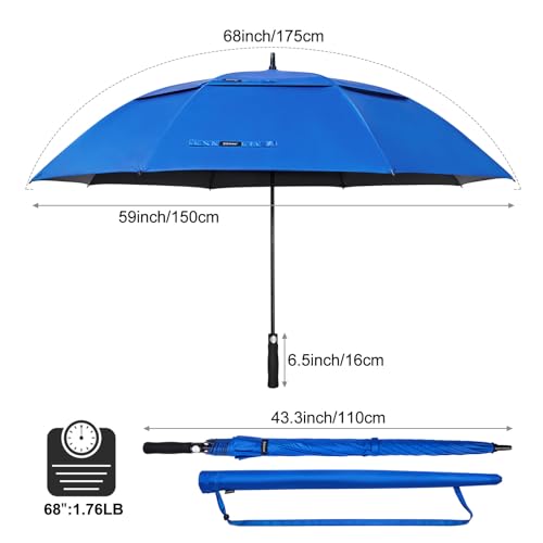 G4Free 47/54/62/68 Inch UV Protection Golf Umbrella Oversized Sun Umbrella | UPF 50+, Auto Open, Vented Double Canopy, Extra Large Coverage, Heavy Duty, Windproof Stick Umbrella - color: Royal Blue/Black, size: 68 inch