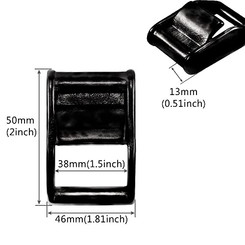 NRC&XRC 2 Pack Stainless Steel Black Lock Slider Buckles,Heavy Strap Release Buckle Adjustable Metal Buckle Fasteners (1inch BK)