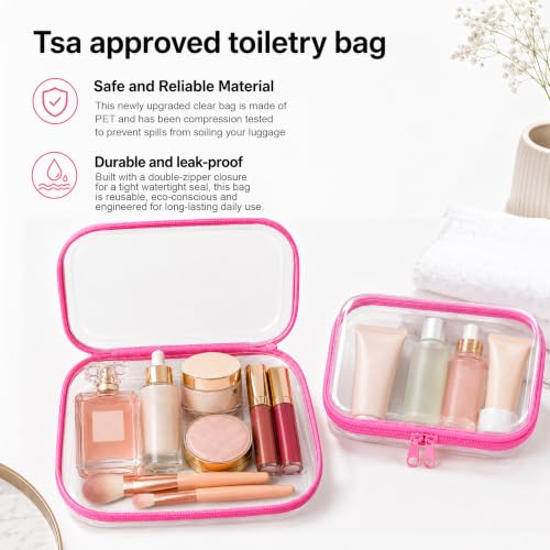 3 Pack Clear Hard Shell Zipper Case (1XL + 1L + 1M, Pink) | Travel Toiletry Bag, Waterproof 1.2mm PET Hard Plastic Pouches, Organizer Box for Makeup, Toy, Snack, Stationery, Diaper - color: Pink(XL+L+M)
