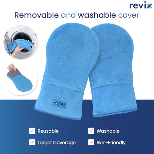 REVIX Heated Hand Mitts Warmers, Microwavable Heating Pad, SkyBlue | Microwave Hand Heating Mitts With Reusable Moist Warmth, Covering Hands And Wrists For Comfortable Home Use, 1 Pair - color: Skyblue