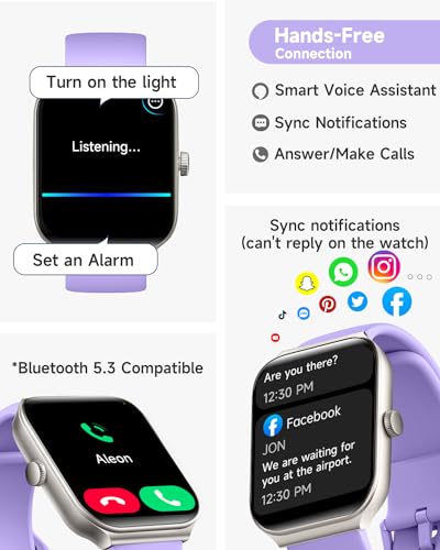 1.95" Smart Watch for Women with ALEXA, Fitness Watch for Android iOS Phone - color: Lilac